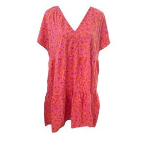 New Universal Thread Pink Orange Tiered Resort Vacation Dress Large